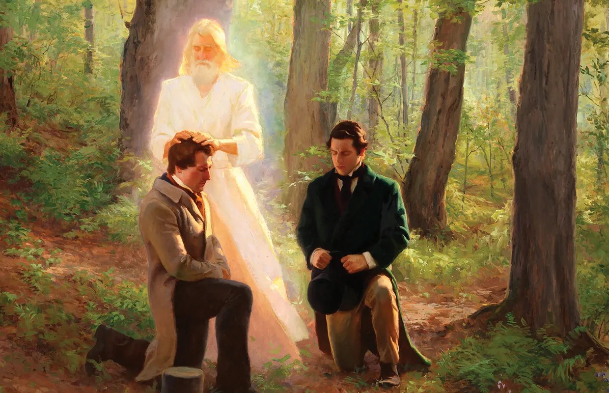 Painting of John the Baptist restoring the Aaronic Priesthood